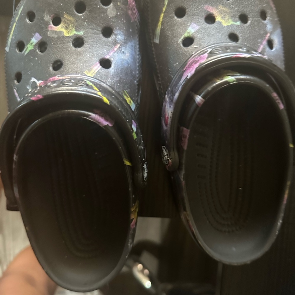 CROCS Kids Water Shoes in Black with Colorful Accents